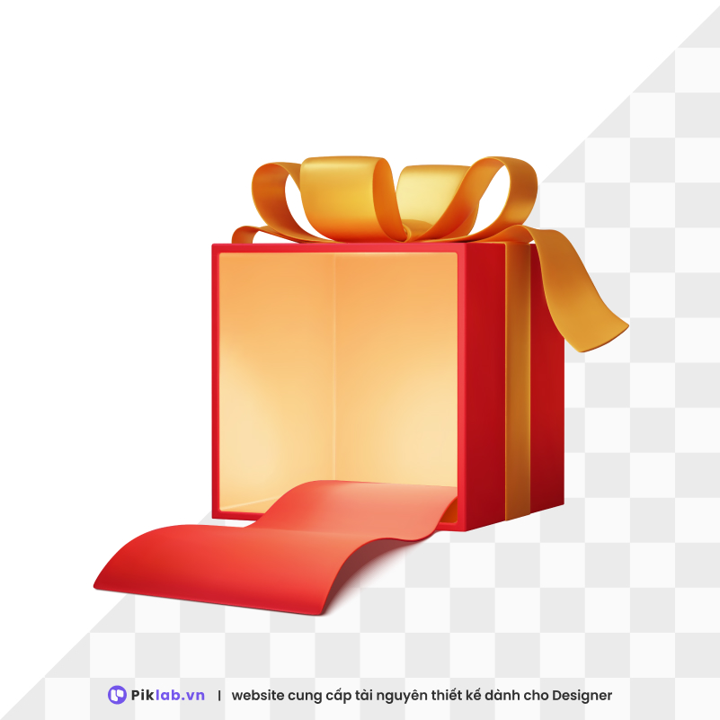 Design resource 3D red gift box happy new year tet holiday isolated on transparent hộp quà đỏ PNG tết